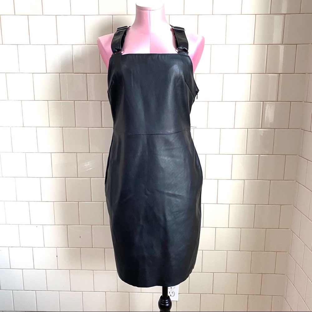 🆕 Faux Leather Overall Dress